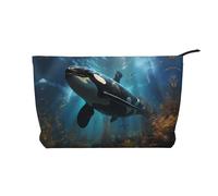 WZYCWB Huge Killer Whales Patterned Toiletry Storage Bag, Essential for organizing Cosmetics and Skincare Products.