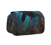 WZYCWB Huge killer whales Printing Portable Pencil Case ideal for organizing pens in the office or storing makeup brushes