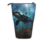 WZYCWB Huge Killer Whales Retractable Storage Container for Pen Holders, Makeup Brush Holders, or Coin Drawstring Bags.