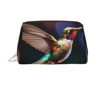 WZYCWB Hummingbirds in Flight Patterned Leather Cosmetic Bag - Perfect for Carry-On or Home Organization