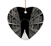 WZYCWB illustration dream patterned Heart Shape ceramic pendant, perfect for decorating your home Christmas tree for winter parties