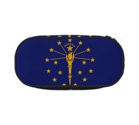 WZYCWB Indiana State Flag Large Capacity Pencil Bag - Multifunctional Storage Box, Portable and Durable Pencil Bag for Office and School Supplies