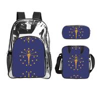 WZYCWB Indiana State Flag Printed backpack set | Lunch bag and pencil case | Perfect for work, business trips, and vacations.