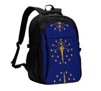 WZYCWB Indiana State Flag Printed laptop backpack, business men's commuter backpack, computer bag with USB port charging