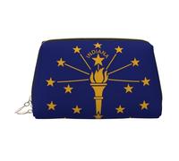 WZYCWB Indiana State Flag Printed Leather Cosmetic Bag - Stylish and Portable Cosmetic Storage Bag