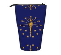 WZYCWB Indiana State Flag Printed Retractable Pen Holder Suitable for use as a Simple Cosmetic Bag, Wallet, etc.