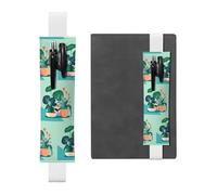 WZYCWB Indoor cartoon potted green plants Diary pencil pouches, PVC pen holders and pen holders with elastic bands, and bookmarks are the best gift choices., White, One Size