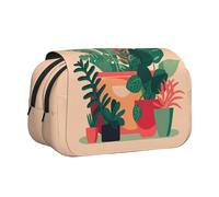 WZYCWB Indoor small green plants Patterned Portable Pencil Case ideal for organizing pens in the office or storing makeup brushes