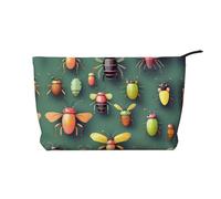 WZYCWB Insect Atlas Corduroy cosmetic bag, women's portable zipper handbag purse, suitable for travel and daily storage, cosmetics
