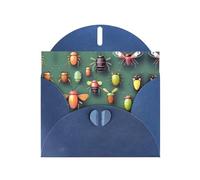 WZYCWB Insect Atlas Printed Blue Pearlescent Paper Holiday Card with Envelope. Suitable for birthday wishes wedding congratulations and condolences.