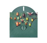 WZYCWB Insect Atlas Printed Dark Green Pearlescent Paper Holiday Card with Envelope. Suitable for birthday wishes wedding congratulations and condolences.