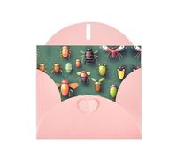 WZYCWB Insect Atlas Printed Pink Pearlescent Paper Holiday Card with Envelope. Suitable for birthday wishes wedding congratulations and condolences.