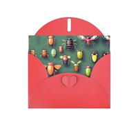 WZYCWB Insect Atlas Printed Red Pearlescent Paper Holiday Card with Envelope. Suitable for birthday wishes wedding congratulations and condolences.