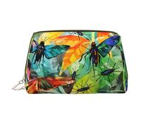 WZYCWB Insects of All Kinds Patterned Leather Cosmetic Bag - Perfect for Carry-On or Home Organization