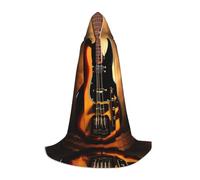 WZYCWB Instrumental Guitar Printed Medium Hooded Cape, Holiday Party Costume, Carnival Party Prop, Sizes S/M/L