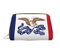 WZYCWB Iowa state flag Leather cosmetic bag with pockets, portable travel cosmetic bag, large capacity cosmetic storage bag,