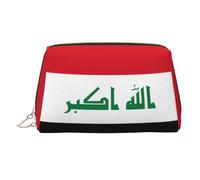 WZYCWB Iraqi Flag Patterned Leather Cosmetic Bag - Perfect for Carry-On or Home Organization