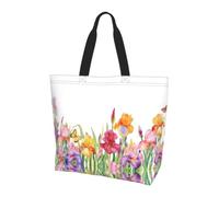 WZYCWB Iris Flower Butterfly Printed Tote Bag - Shoulder Bag - Suitable for Travel, Yoga, Beach, Commute, Shopping - Gift for Men and Women