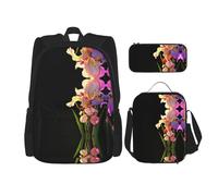 WZYCWB Iris flowers Backpack set (3-piece set) - student school bag + pencil case + lunch bag, large capacity backpack