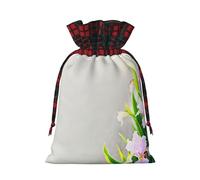 WZYCWB Iris flowers in full bloom Christmas Gift Bags for Christmas Party Supplies Decorations, 8.3 * 11.8 Inch Colorblock Burlap Drawstring Gift Bags,