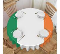 WZYCWB Irish Flag Printed Round Tablecloth, Party Table Protector, 60-inch Diameter, Suitable for Indoor and Outdoor Dining or Decoration.