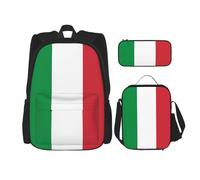 WZYCWB Italian flag Backpack set (3-piece set) - student school bag + pencil case + lunch bag, large capacity backpack