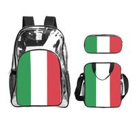 WZYCWB Italian flag Printed backpack set | Lunch bag and pencil case | Perfect for work, business trips, and vacations.