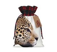 WZYCWB Jaguar head Christmas Gift Bags for Christmas Party Supplies Decorations, 8.3 * 11.8 Inch Colorblock Burlap Drawstring Gift Bags,