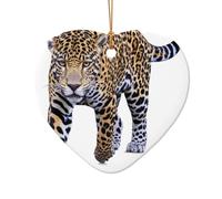 WZYCWB Jaguar patterned Heart Shape ceramic pendant, perfect for decorating your home Christmas tree for winter parties
