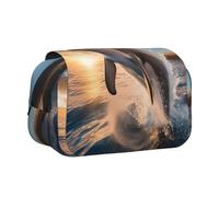 WZYCWB Jumping Dolphin Patterned Portable Pencil Case ideal for organizing pens in the office or storing makeup brushes