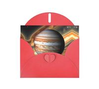 WZYCWB Jupiter Landscape Patterned Red Holiday Card (6x4) with Envelope. Suitable for birthdays, weddings, and condolences.