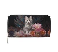 WZYCWB Kitten by the crystal Printed zippered wallet perfect for travel, business, and everyday wear. Holds cell phones and cash.