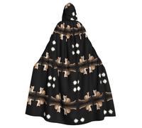 WZYCWB Kitten looking at the stars Printed hooded cape suitable for masquerade, Halloween party cosplay props