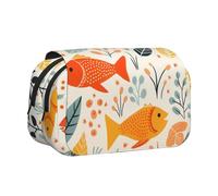WZYCWB Koi and grass Printing Portable Pencil Case ideal for organizing pens in the office or storing makeup brushes