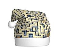 WZYCWB Labyrinth Treasure Map Adult New Year Santa Hat, Unisex Decorative Hat, Christmas New Year Party, 15.7 Inch High Plush Santa Hat