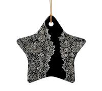 WZYCWB Lace background patterned Star Shape ceramic pendant, perfect for decorating your home Christmas tree for winter parties