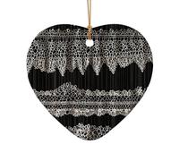 WZYCWB Lace stripes patterned Heart Shape ceramic pendant, perfect for decorating your home Christmas tree for winter parties