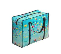 WZYCWB Large Capacity Storage Tote Bag, One Size, Colorful Balloons Blue Sky Print, Polyester with Vinyl Lining, Zippered Closure, 53 x 40 x 23 cm, Foldable with Reinforced Handles