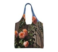 WZYCWB Large rose bush street fence Printed single-shoulder canvas bag, fashionable daily canvas bag, suitable for daily travel and shopping