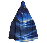 WZYCWB Late night ink painting Halloween hooded cape, a stylish adult cape perfect for carnivals, themed parties, and masquerades.