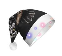 WZYCWB Late Night Owl Adult Santa Hats, Plush New Year Christmas Party Gifts, Unisex New Year LED Light Santa Hats