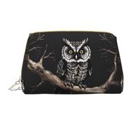 WZYCWB Late Night Owl Leather cosmetic bag with pockets, portable travel cosmetic bag, large capacity cosmetic storage bag,