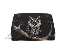 WZYCWB Late Night Owl Patterned Leather Cosmetic Bag - Perfect for Carry-On or Home Organization