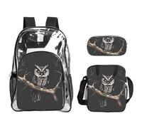 WZYCWB Late Night Owl Printed backpack set | Lunch bag and pencil case | Perfect for work, business trips, and vacations.