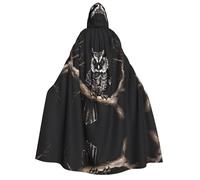 WZYCWB Late Night Owl Printed Hooded Cape - Perfect for Halloween parties, theatrical performances, and photoshoots.