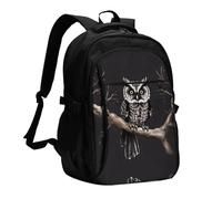 WZYCWB Late Night Owl Printed laptop backpack, business men's commuter backpack, computer bag with USB port charging