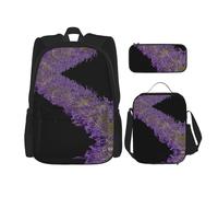 WZYCWB Lavender Group Backpack set (3-piece set) - student school bag + pencil case + lunch bag, large capacity backpack