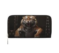 WZYCWB Leaping Tiger Printed zippered wallet perfect for travel, business, and everyday wear. Holds cell phones and cash.