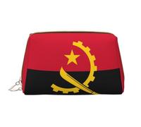 WZYCWB Leather travel cosmetic bag, Angola Flag portable cosmetic bag, large capacity cosmetic storage bag with pockets,