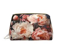 WZYCWB Leather travel cosmetic bag, Bright white peonies portable cosmetic bag, large capacity cosmetic storage bag with pockets,